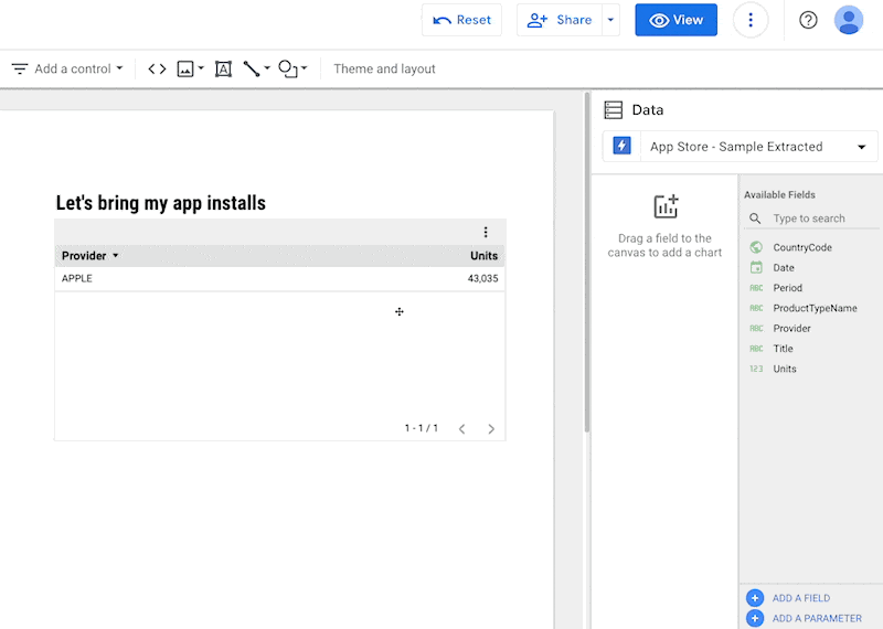 Using your App Store connector on Looker Studio for the 1st time